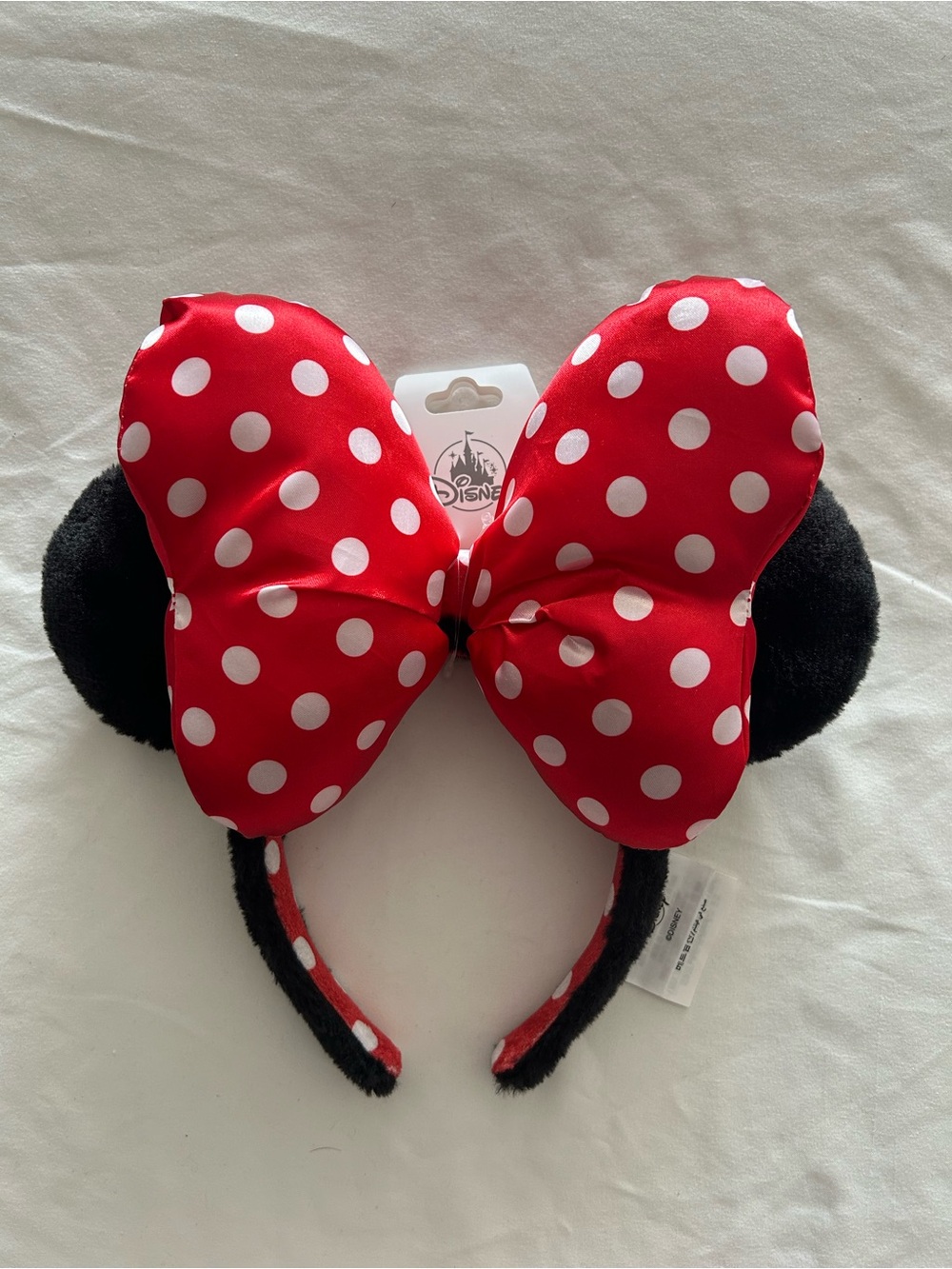 Disney Plush Minnie Ears Headband with Red & White Polka Dot Bow